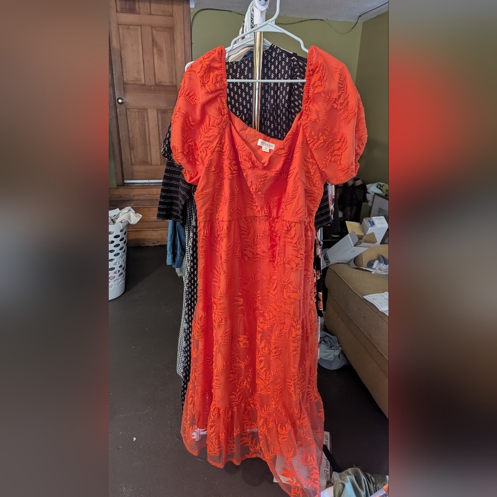 Elegant Orange Floral Dress Chic Soul 2xl